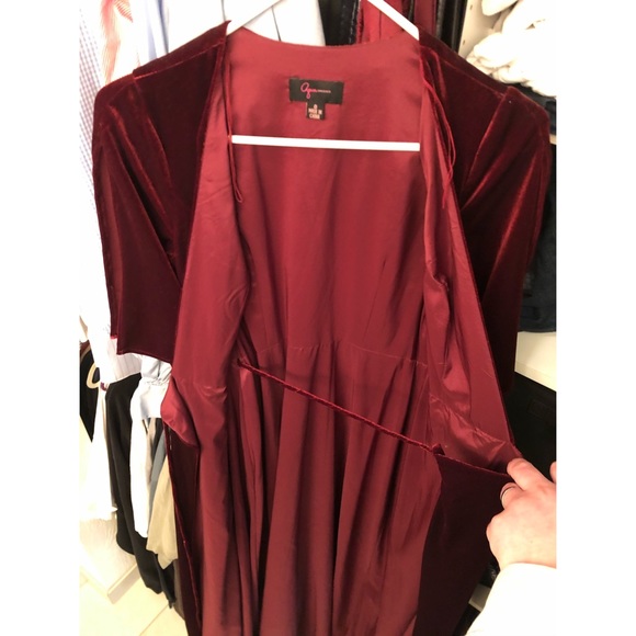 Red Velvet Plunging Neckline Maxi Wrap Dress - Picture 8 of 8